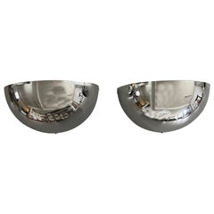 Half Moon Chrome Pair of Scones by V.L.S., 1980s, Germany