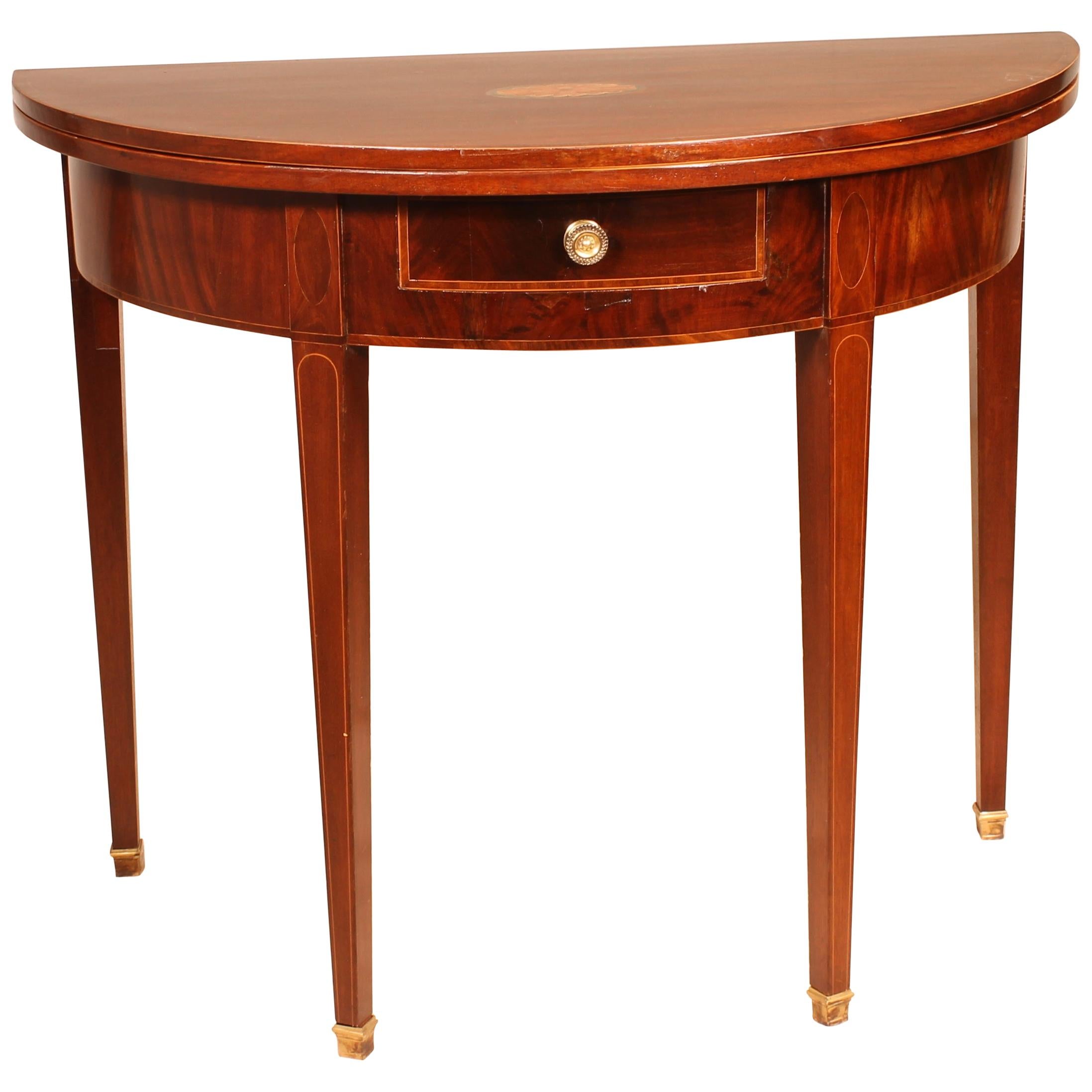 Half Moon Console / Game Table 19th Century in Mahogany Regency Period