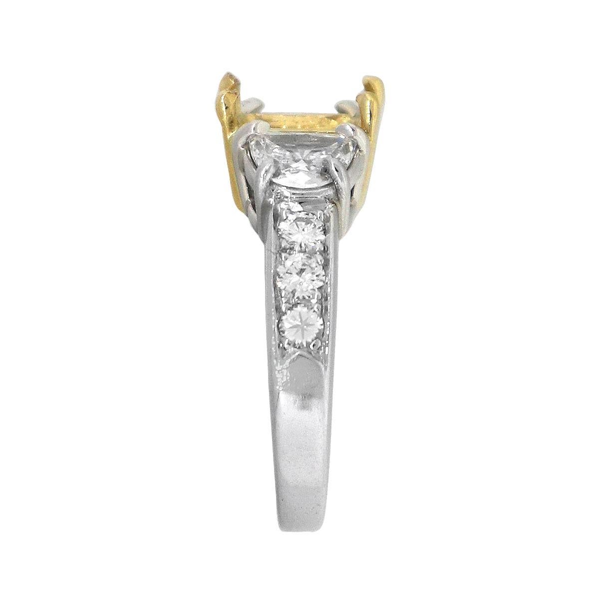 Material: Platinum & 18k Yellow gold
Diamond details: Approx. 1.5ctw of half moon stones. Diamonds are G/H in color and SI in clarity. Approx. 0.24ctw of round cut diamonds. Diamonds are G/H in color and VS in clarity
Mounting Details: Can