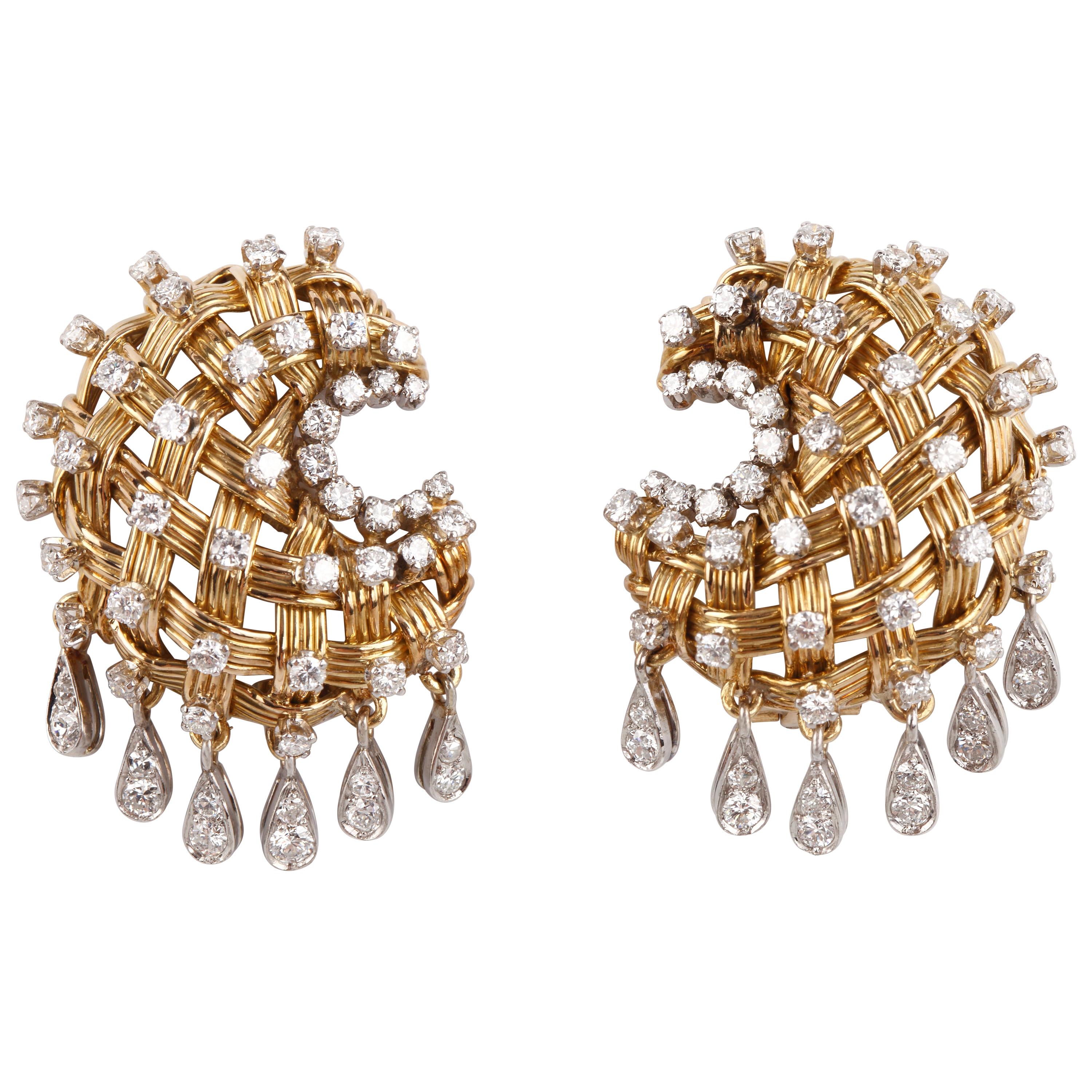 Diamond, Pearl and Antique Clipon Earrings 4,636 For Sale at 1stdibs