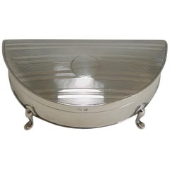 Half Moon English Sterling Silver Jewelry or Ring Box, 1921