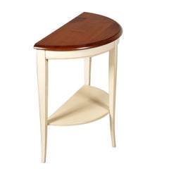 French Provincial style half-moon lacquered console table in solid cherry wood