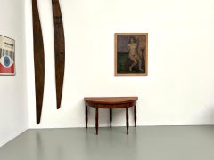 Half-moon french table in solid walnut, circa 1900