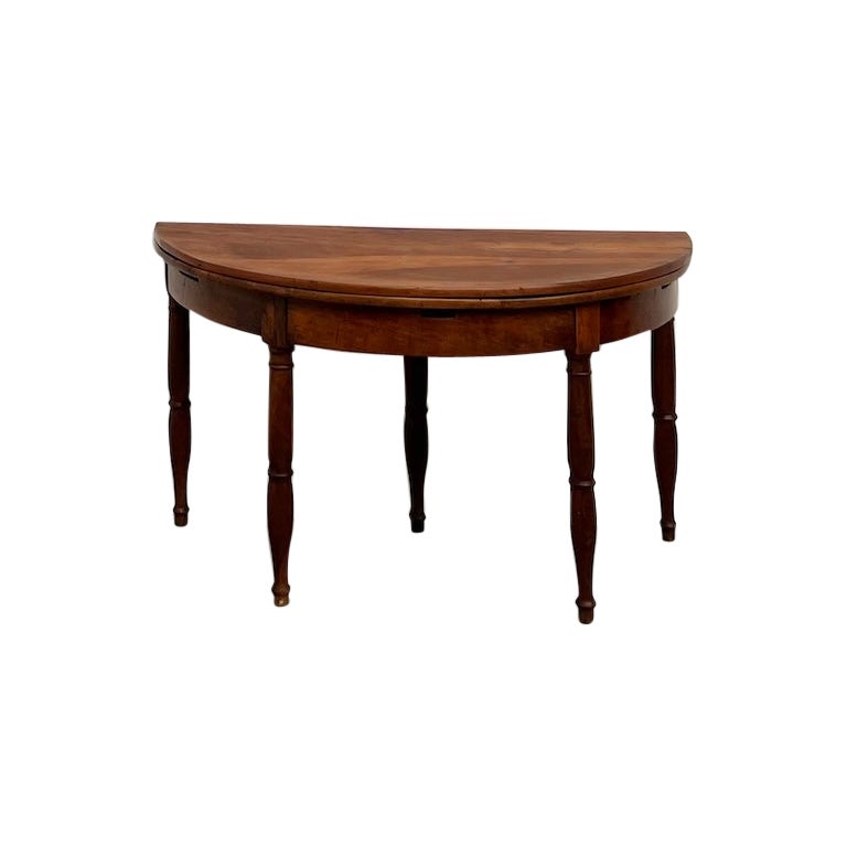 Half-moon french table in solid walnut, circa 1900