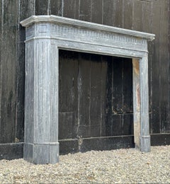 Half-moon Louis XVI Style Fireplace In Turquin Blue Marble Circa 1900