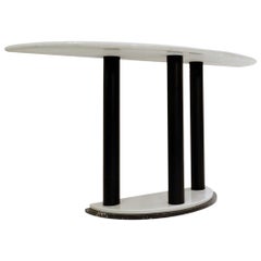 Vintage Half-Moon Marble Console Table, Ettore Sottsass Style