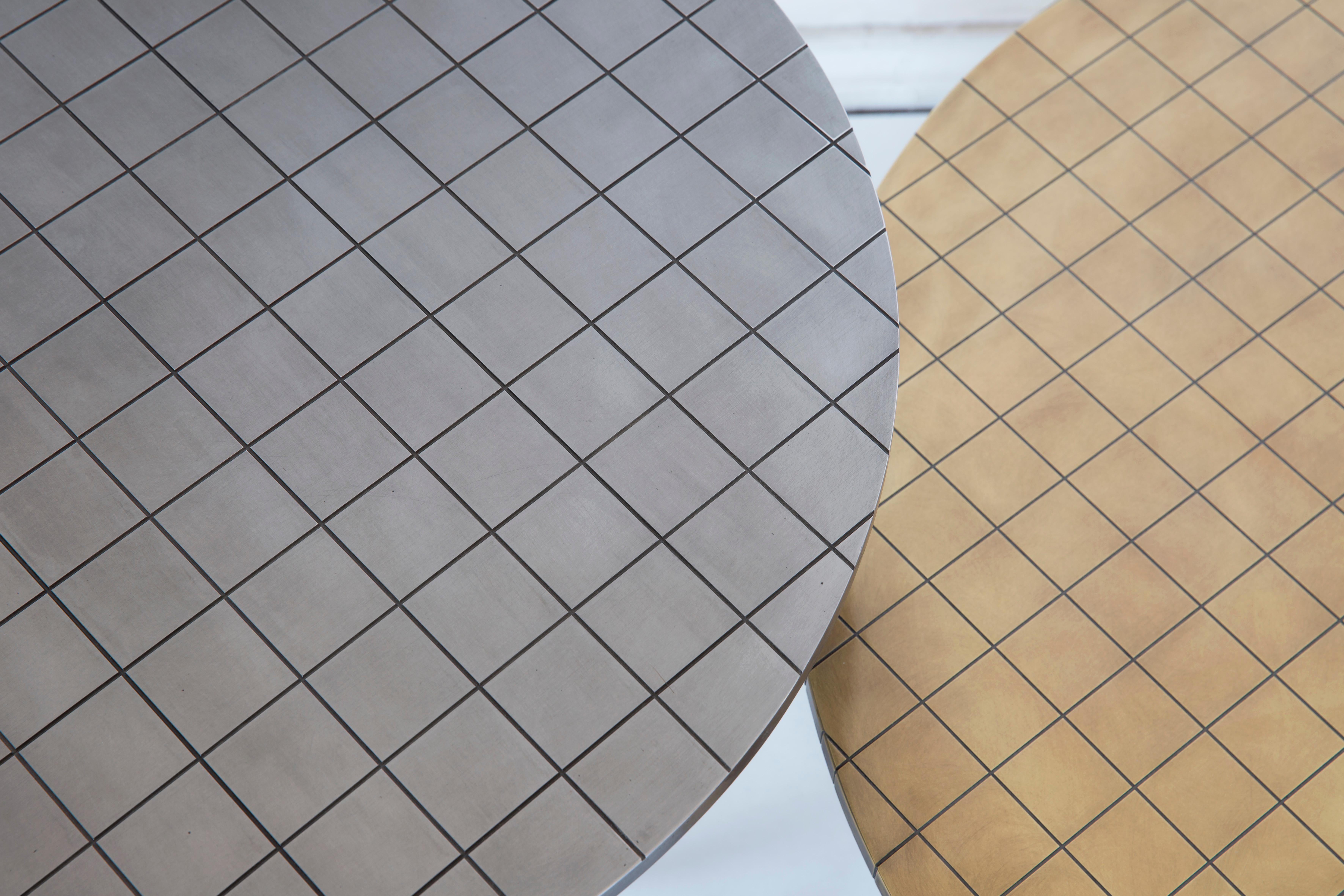 Hand-Crafted Stone and Metal Half Moon Coffee Table II by Rooms Studio For Sale