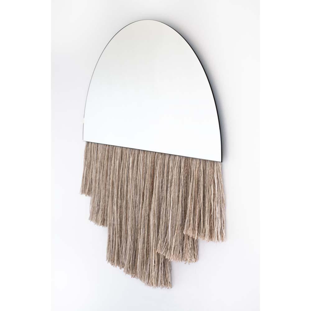 American Half Moon Mirror Clear Glass and Light to Dark Grey Tinted Fiber For Sale