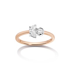 Half Moon & Round Diamond 'Luna & Helia' Ring in Platinum by Selin Kent