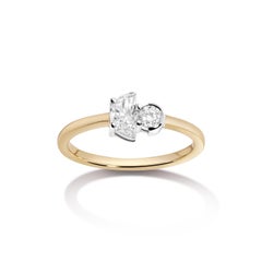 Half Moon & Round Diamond 'Luna & Helia' Ring in Rose Gold by Selin Kent