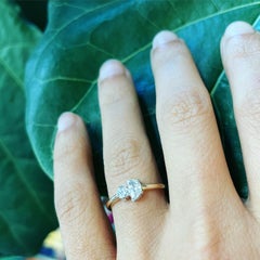 Half Moon & Round Diamond 'Luna & Helia' Ring in Yellow Gold by Selin Kent
