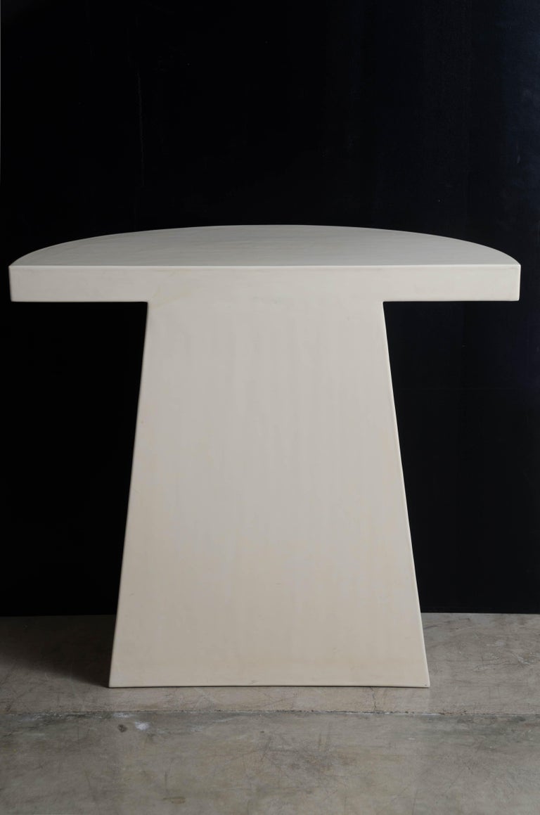 Half Moon Table in Cream Lacquer by Robert Kuo, Limited Edition For
