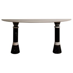 Half Moon Two Tones Marble Console