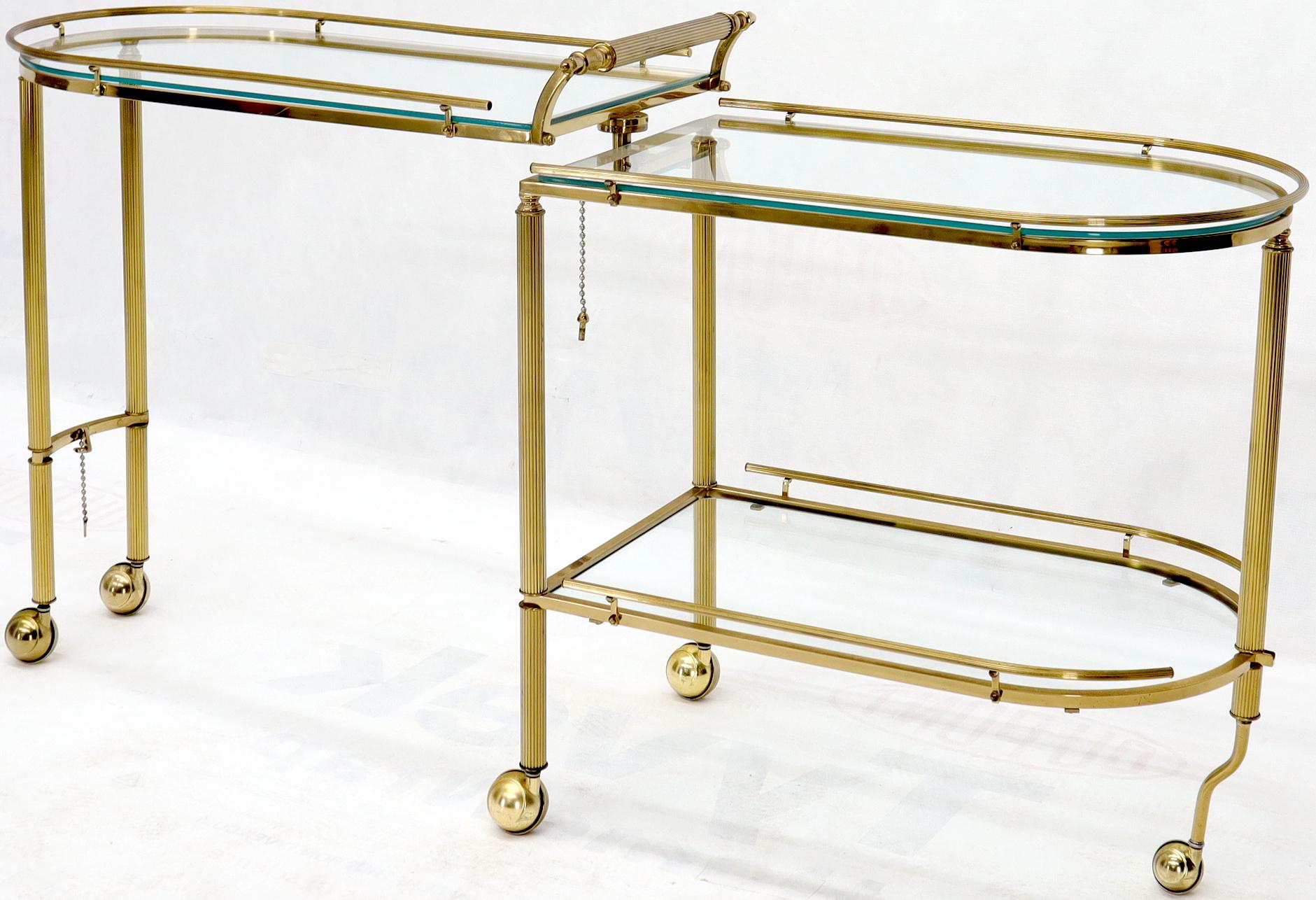 Mid-Century Modern Italian brass and glass expandable serving cart.