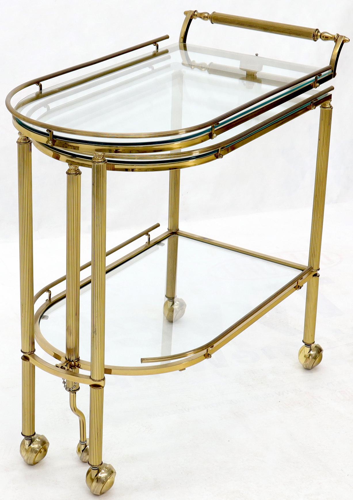 Mid-Century Modern Half Oval Expandable Serving Cart Tray Table For Sale