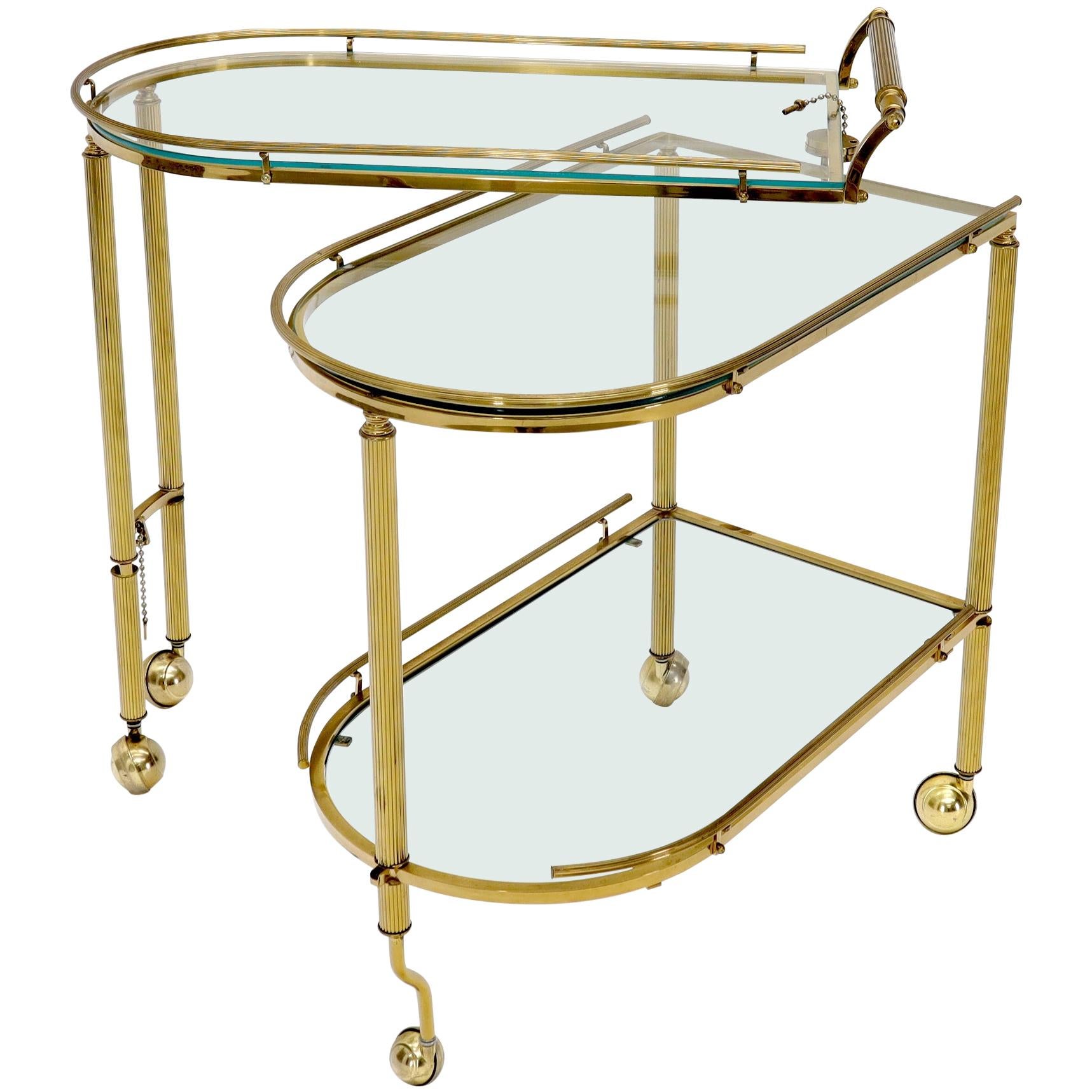 Half Oval Expandable Serving Cart Tray Table For Sale