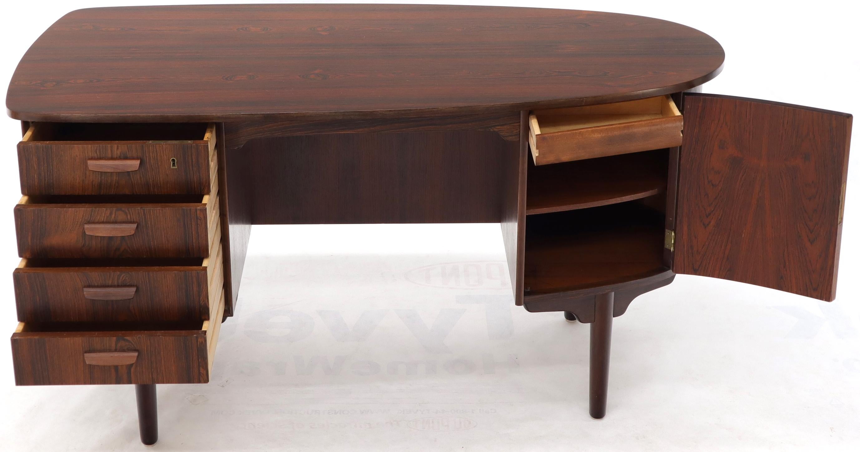 Half Oval Shape Danish Mid-Century Modern Rosewood Desk with Bookcase 2