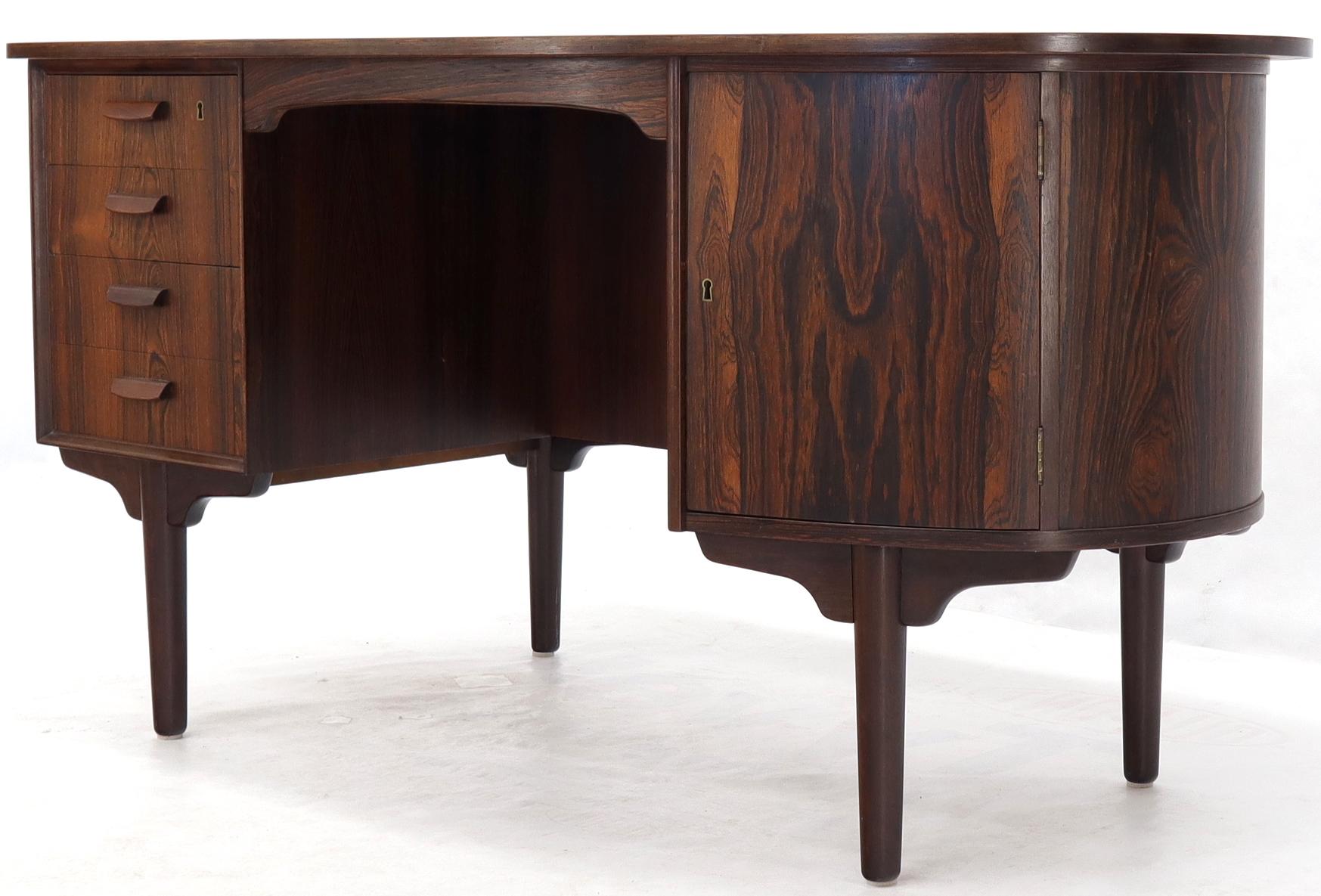Half Oval Shape Danish Mid-Century Modern Rosewood Desk with Bookcase 5