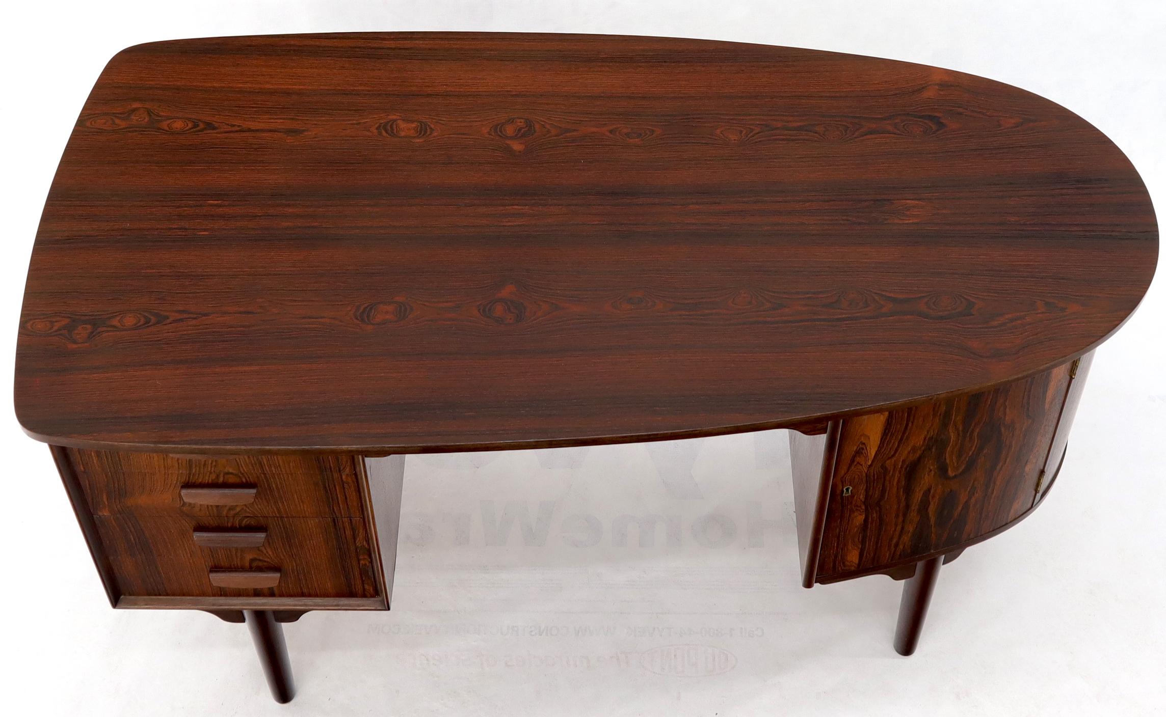 Half Oval Shape Danish Mid-Century Modern Rosewood Desk with Bookcase 6