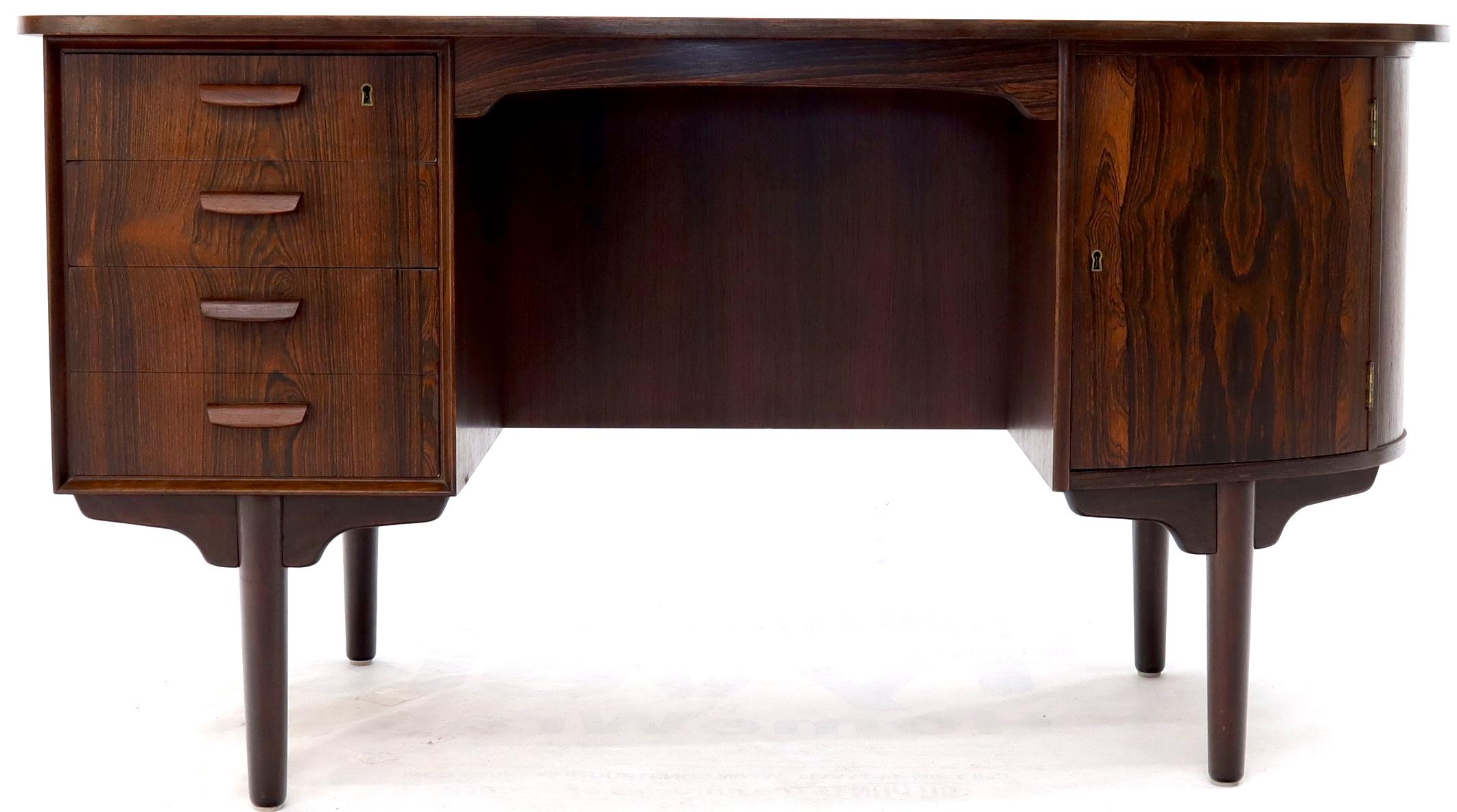 Half Oval Shape Danish Mid-Century Modern Rosewood Desk with Bookcase 7