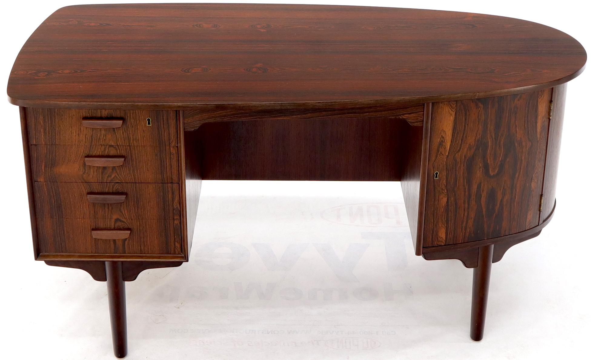 Half Oval Shape Danish Mid-Century Modern Rosewood Desk with Bookcase 8