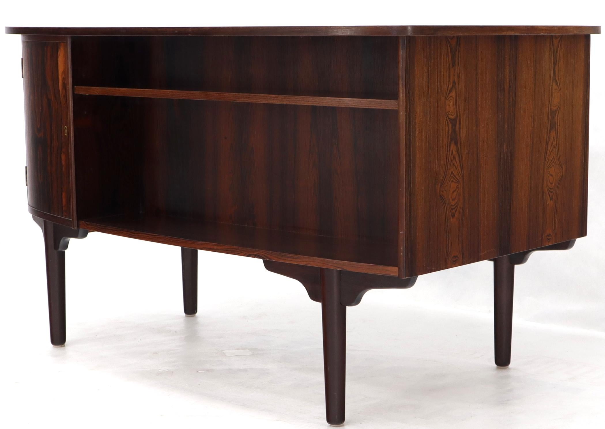 Half Oval Shape Danish Mid-Century Modern Rosewood Desk with Bookcase In Excellent Condition In Rockaway, NJ