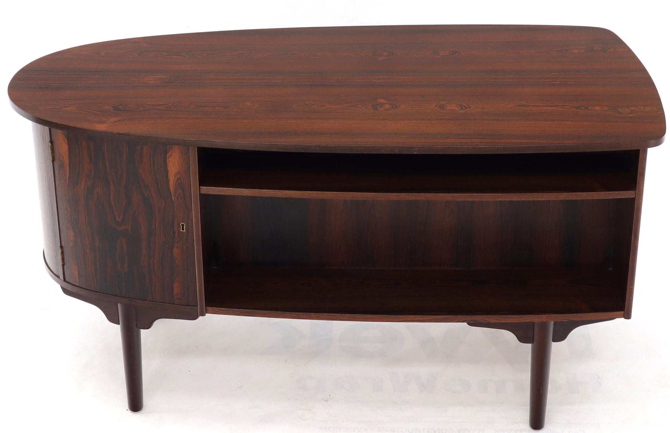 20th Century Half Oval Shape Danish Mid-Century Modern Rosewood Desk with Bookcase