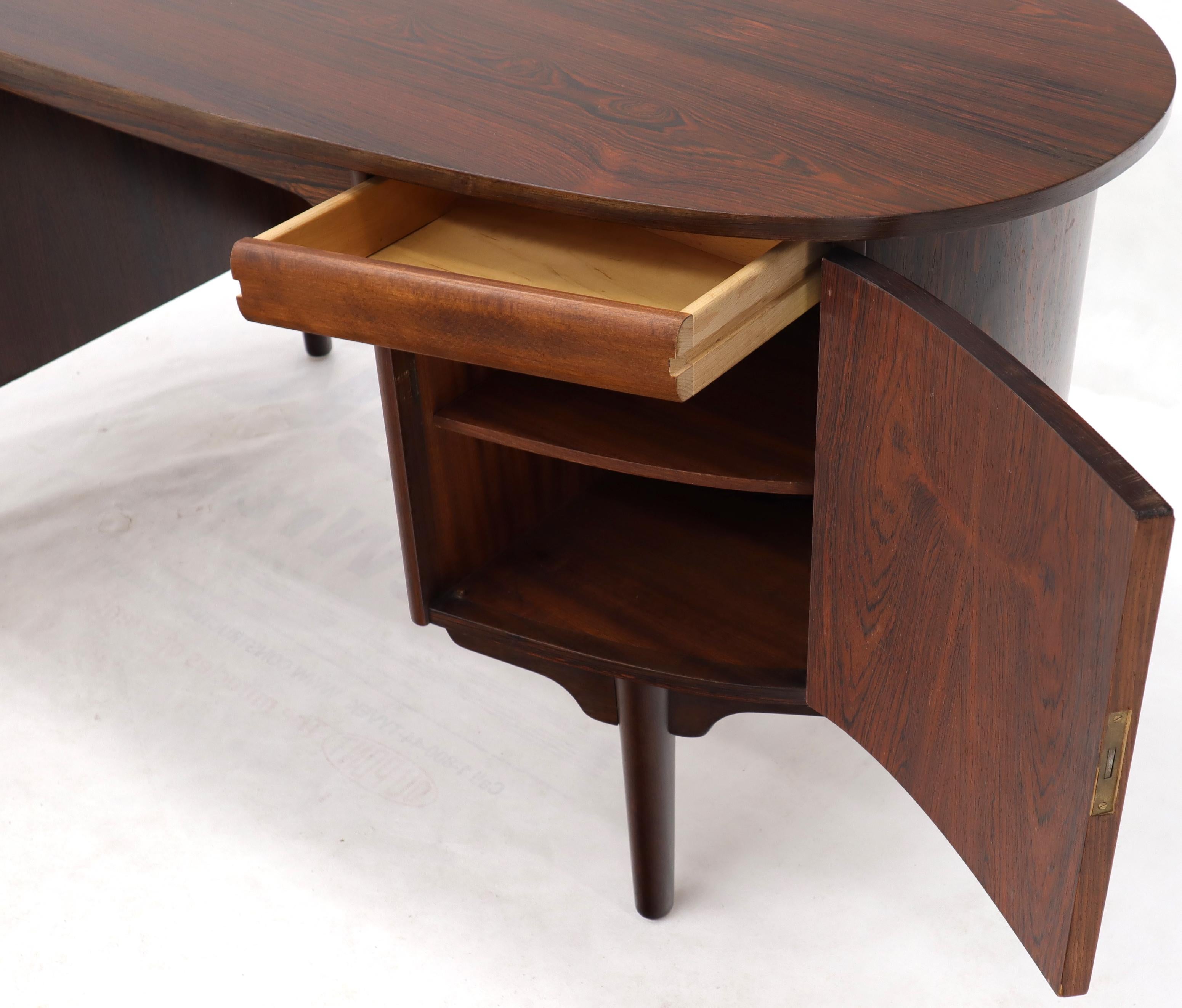 Half Oval Shape Danish Mid-Century Modern Rosewood Desk with Bookcase 1