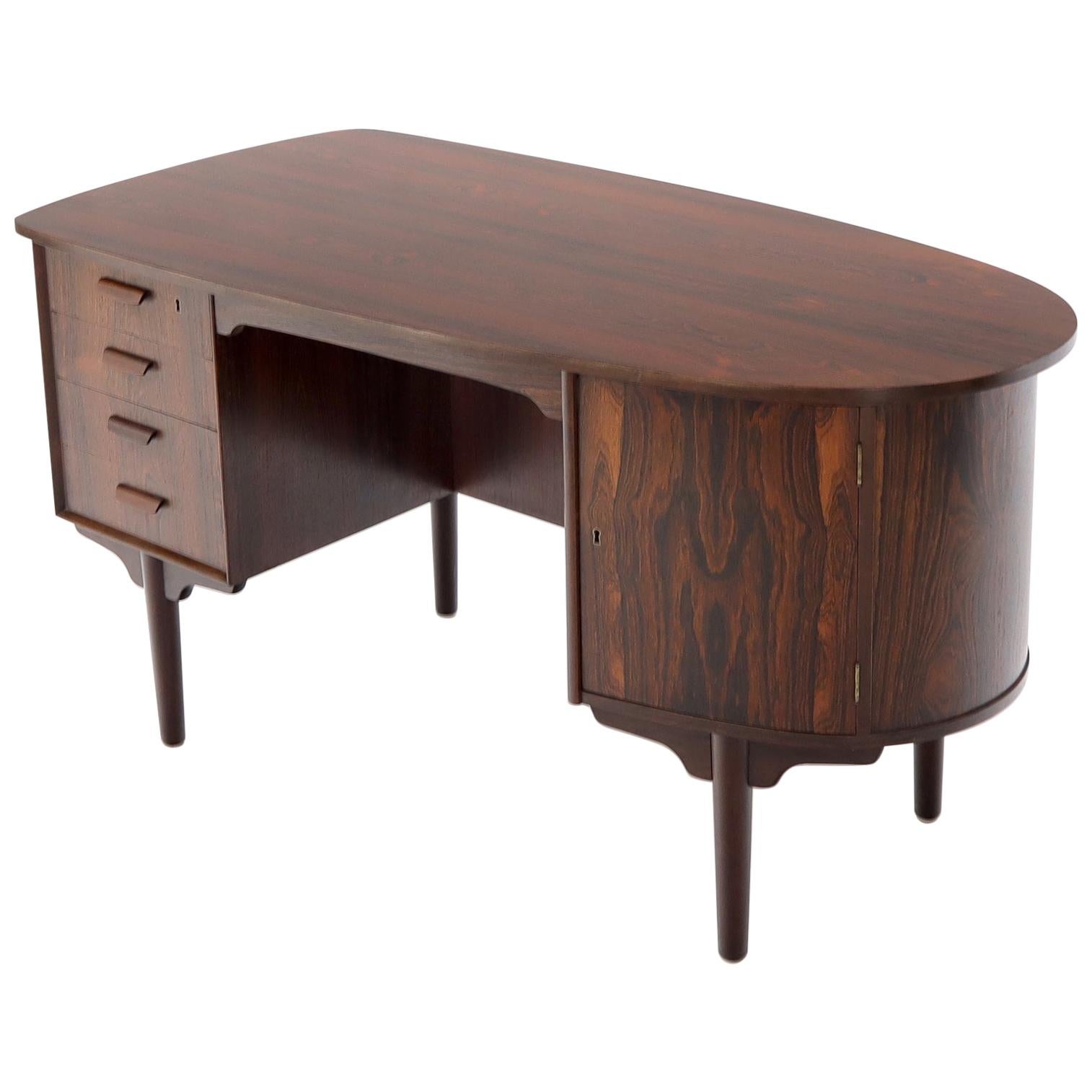 Half Oval Shape Danish Mid-Century Modern Rosewood Desk with Bookcase