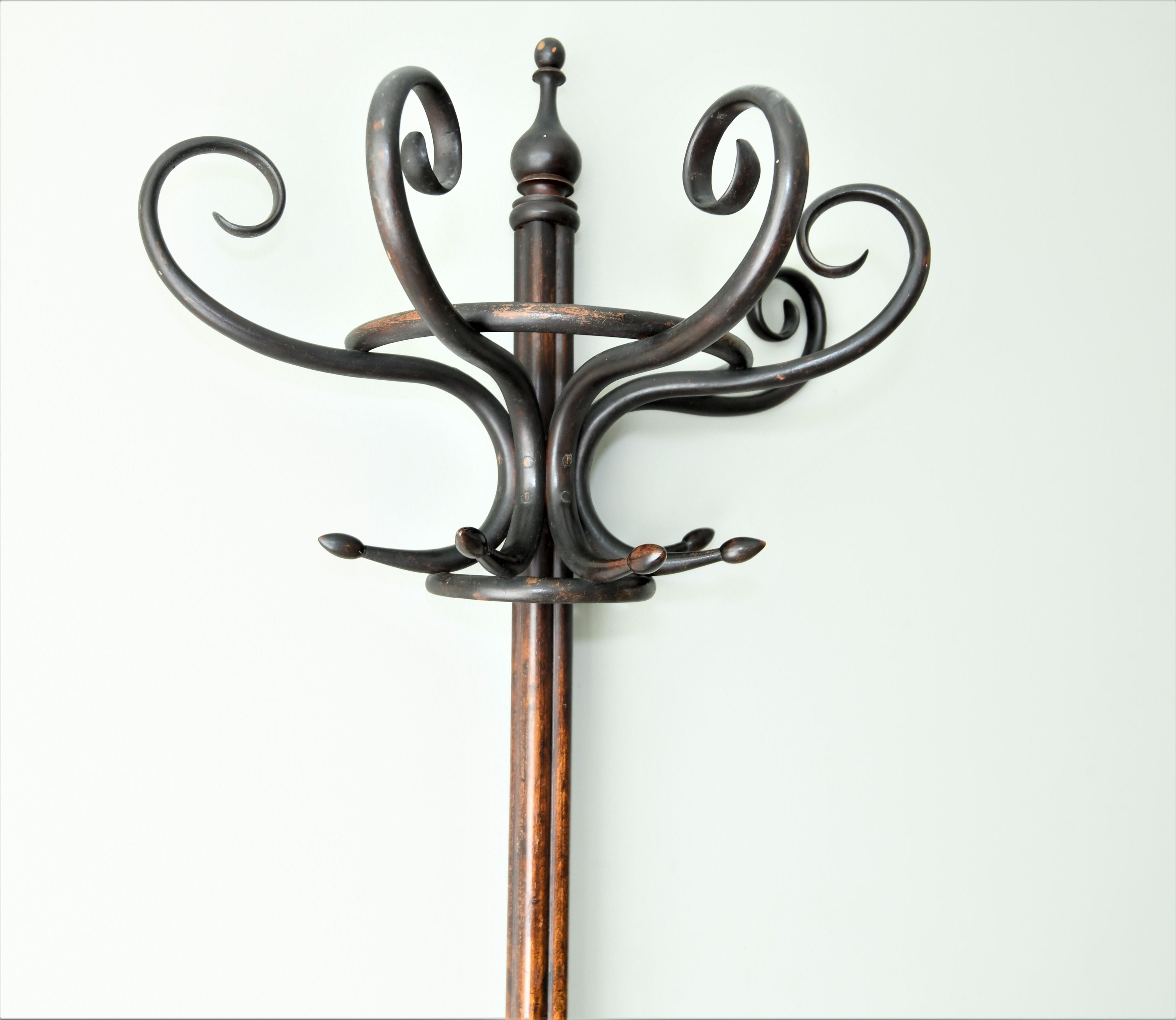 Art Nouveau Half Round Bentwood Hall Stand, Thonet Coat Stand