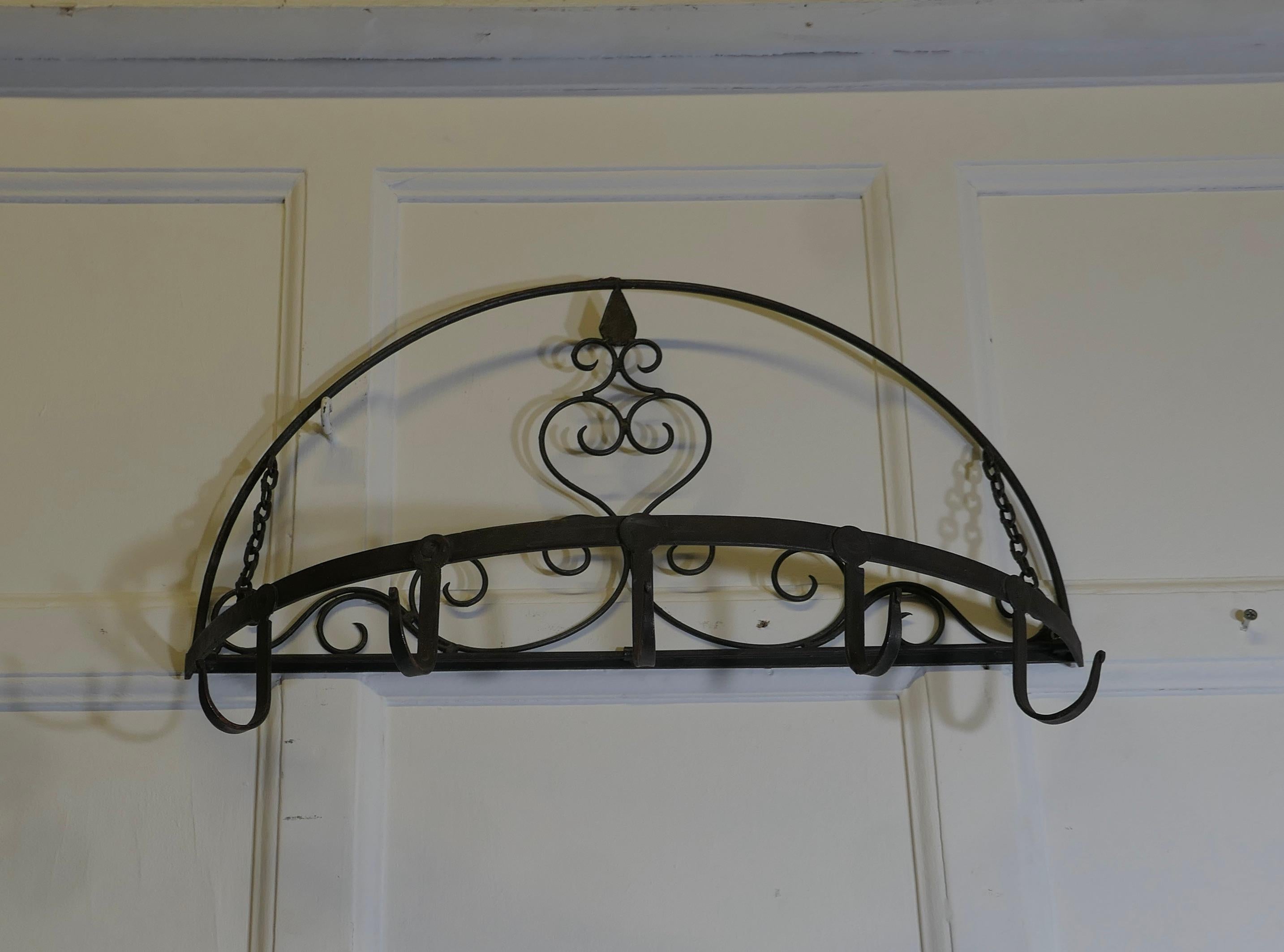 Half Round Blacksmith Made Folding Iron Game Hanger, Kitchen Utensil Hanger In Good Condition For Sale In Godshill, Isle of Wight