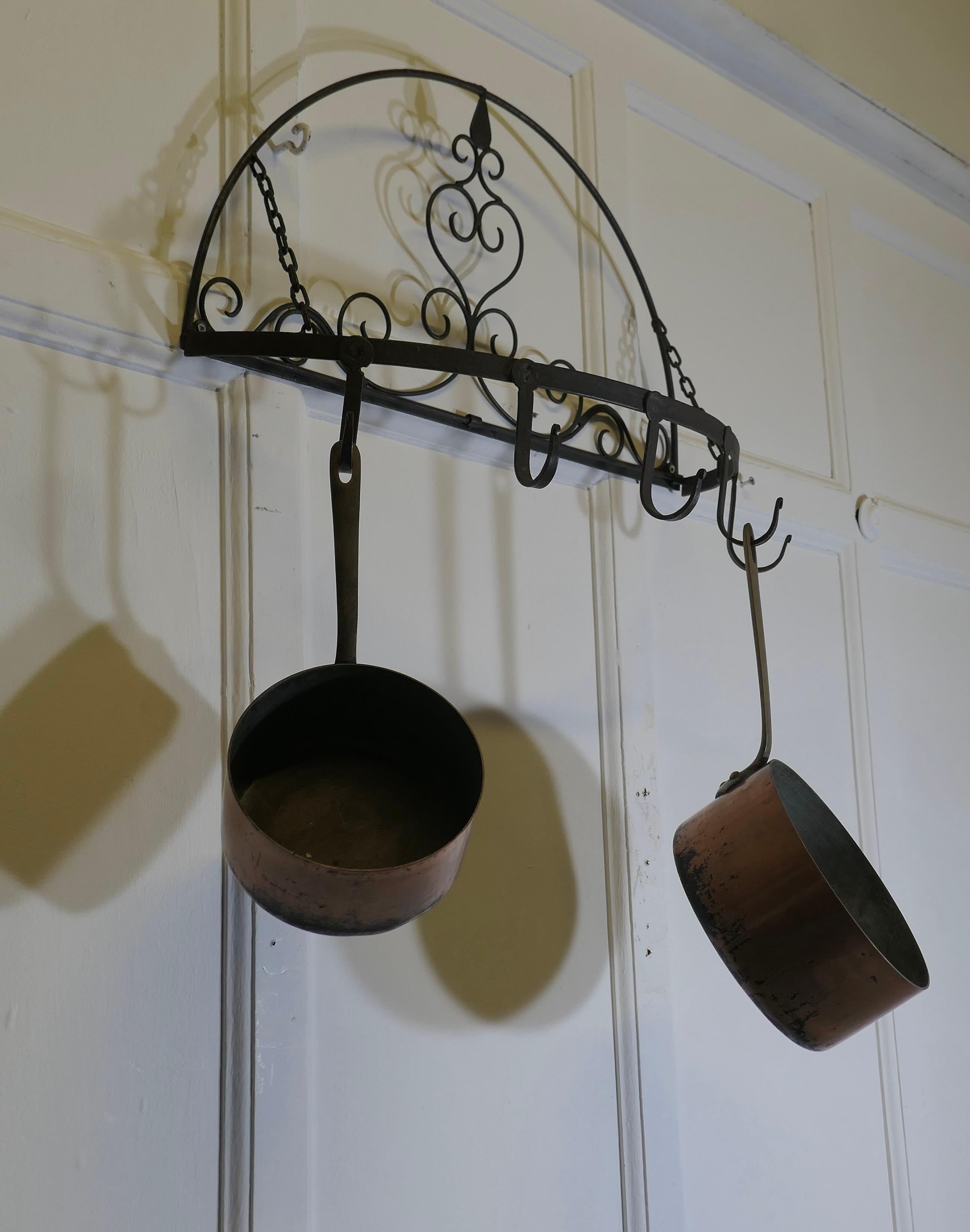 Half Round Blacksmith Made Folding Iron Game Hanger, Kitchen Utensil Hanger For Sale 2