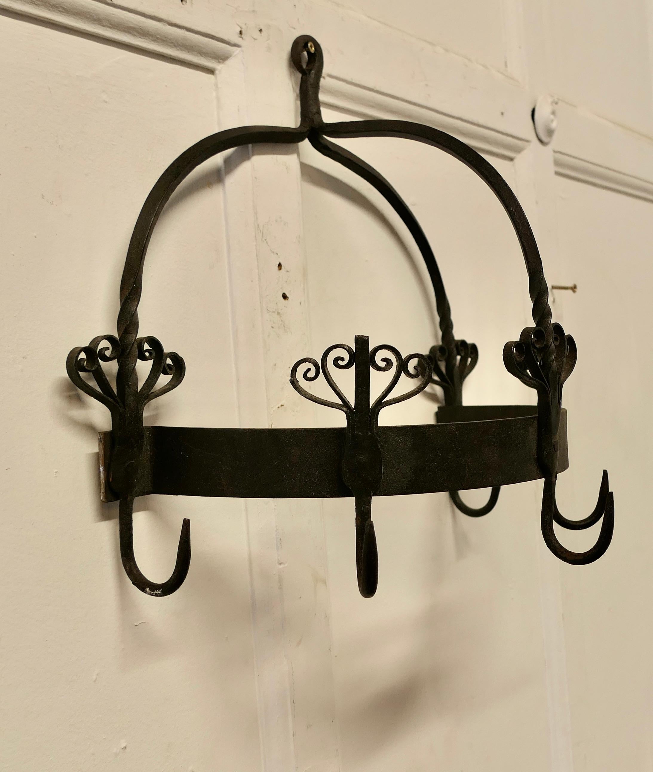  Half Round Blacksmith Made Iron Game Hanger, Kitchen Utensil Hanger    In Good Condition For Sale In Chillerton, Isle of Wight
