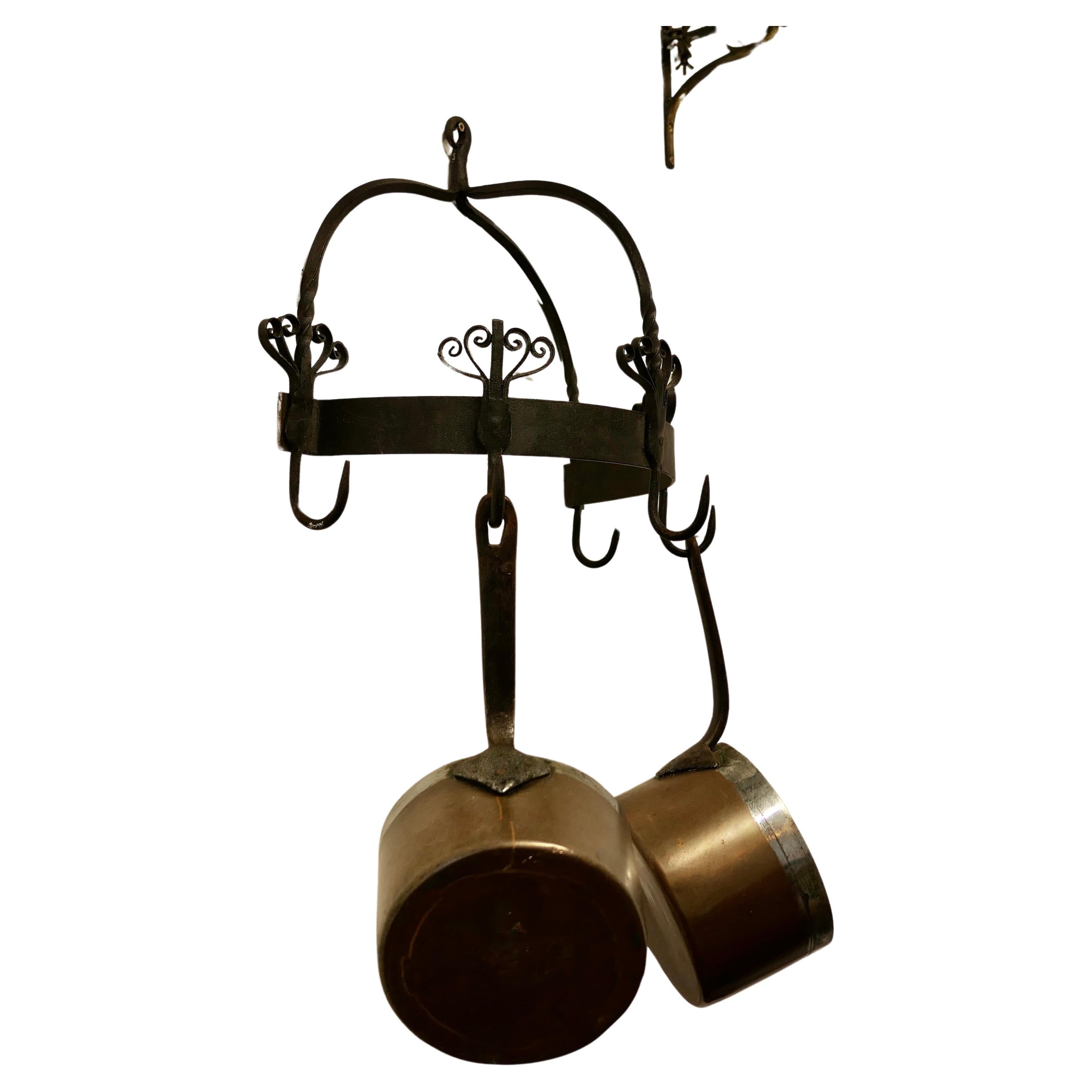  Half Round Blacksmith Made Iron Game Hanger, Kitchen Utensil Hanger    For Sale