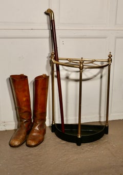 Half Round Brass and Iron Stick Stand or Umbrella Stand