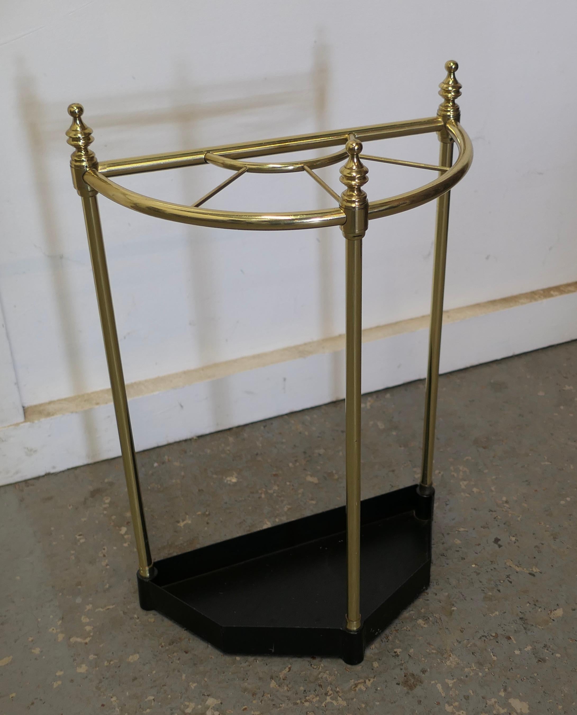 Half Round Brass & Iron Stick Stand or Umbrella Stand   In Good Condition For Sale In Chillerton, Isle of Wight