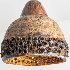 Half-round Brown Ceramic Pendant Light, Denmark, 1970