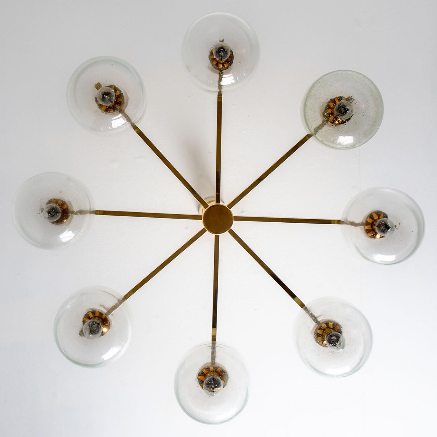 Half Round Clear White Gold Glass Chandelier by Hillebrand, 1960s For Sale 4