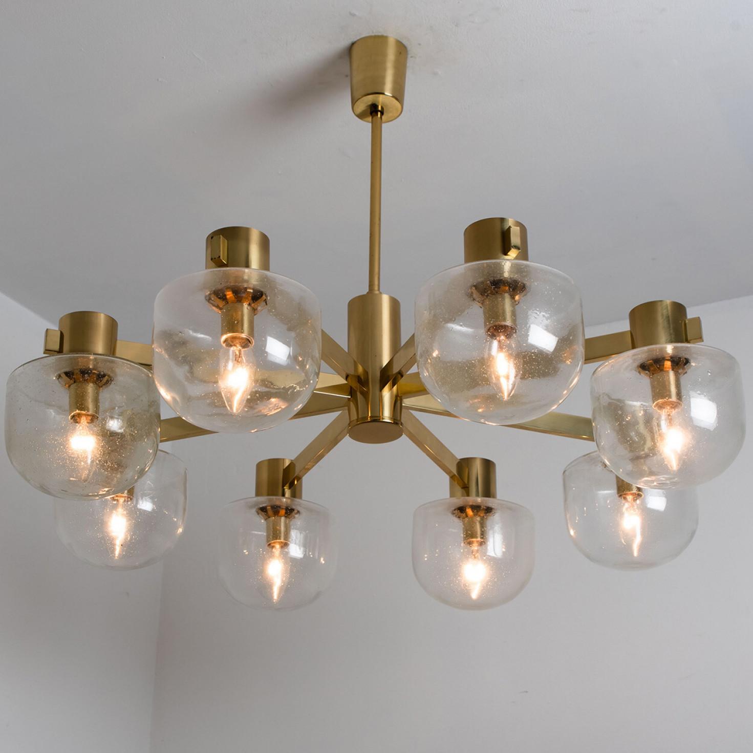 Half Round Clear White Gold Glass Chandelier by Hillebrand, 1960s For Sale 6