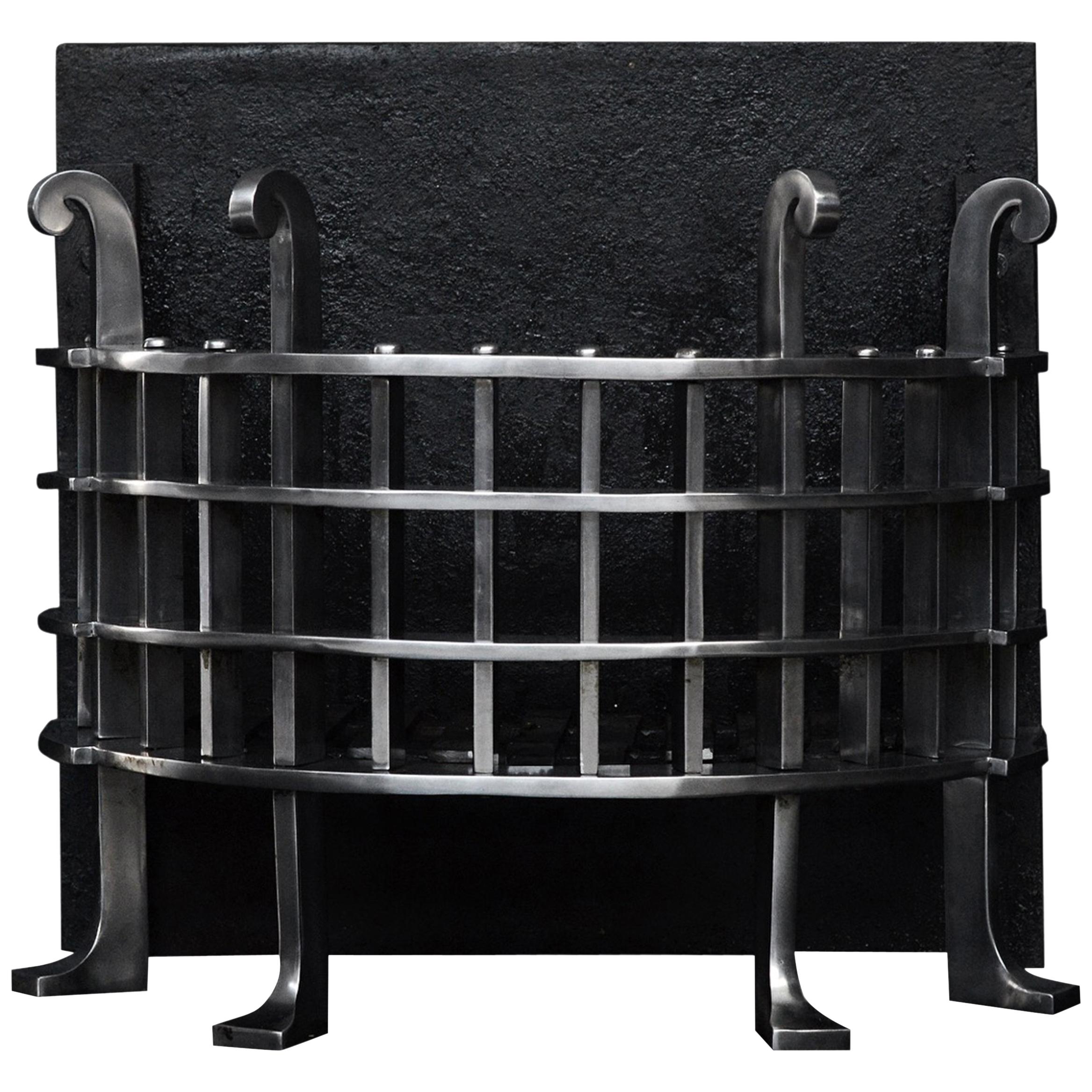 Half Round English Iron Fire Grate For Sale