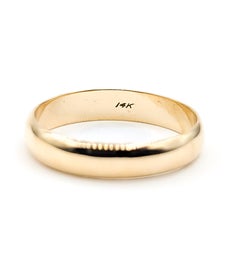Half Round Gold Band Ring in 14k Yellow Gold