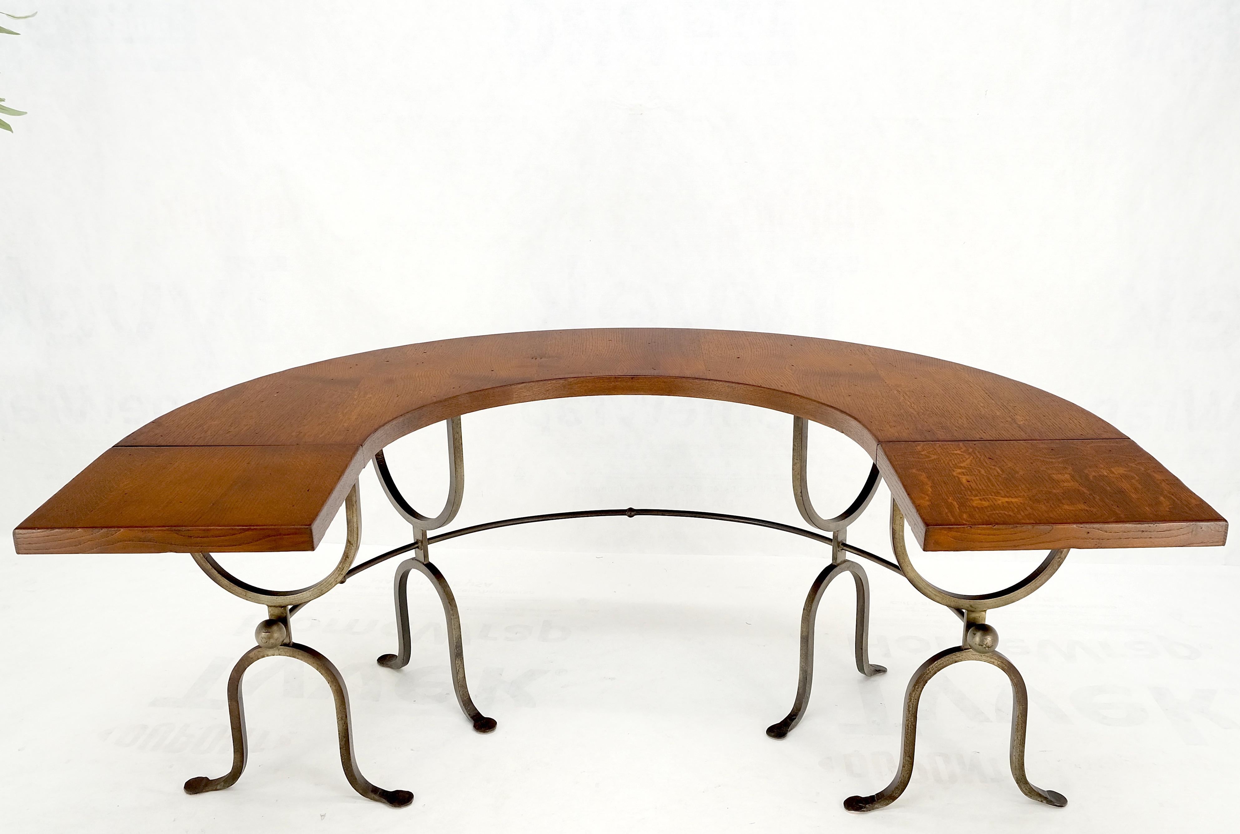 20th Century Half Round Horse Shoe Shape Drop Leaf Ends Serving Writing Library Gallery Table For Sale