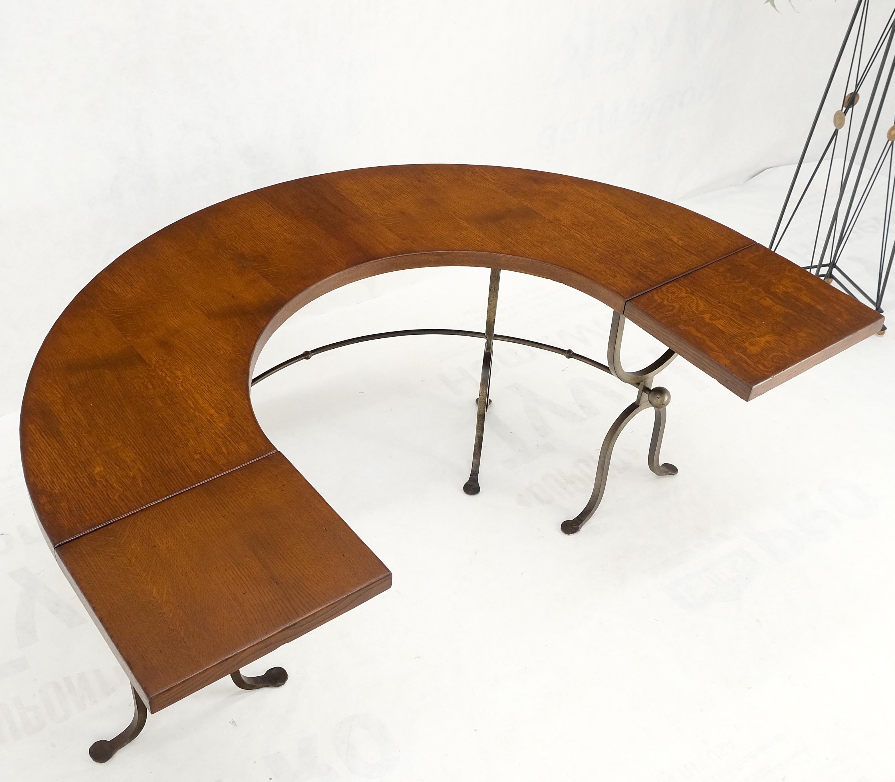 Iron Half Round Horse Shoe Shape Drop Leaf Ends Serving Writing Library Gallery Table For Sale