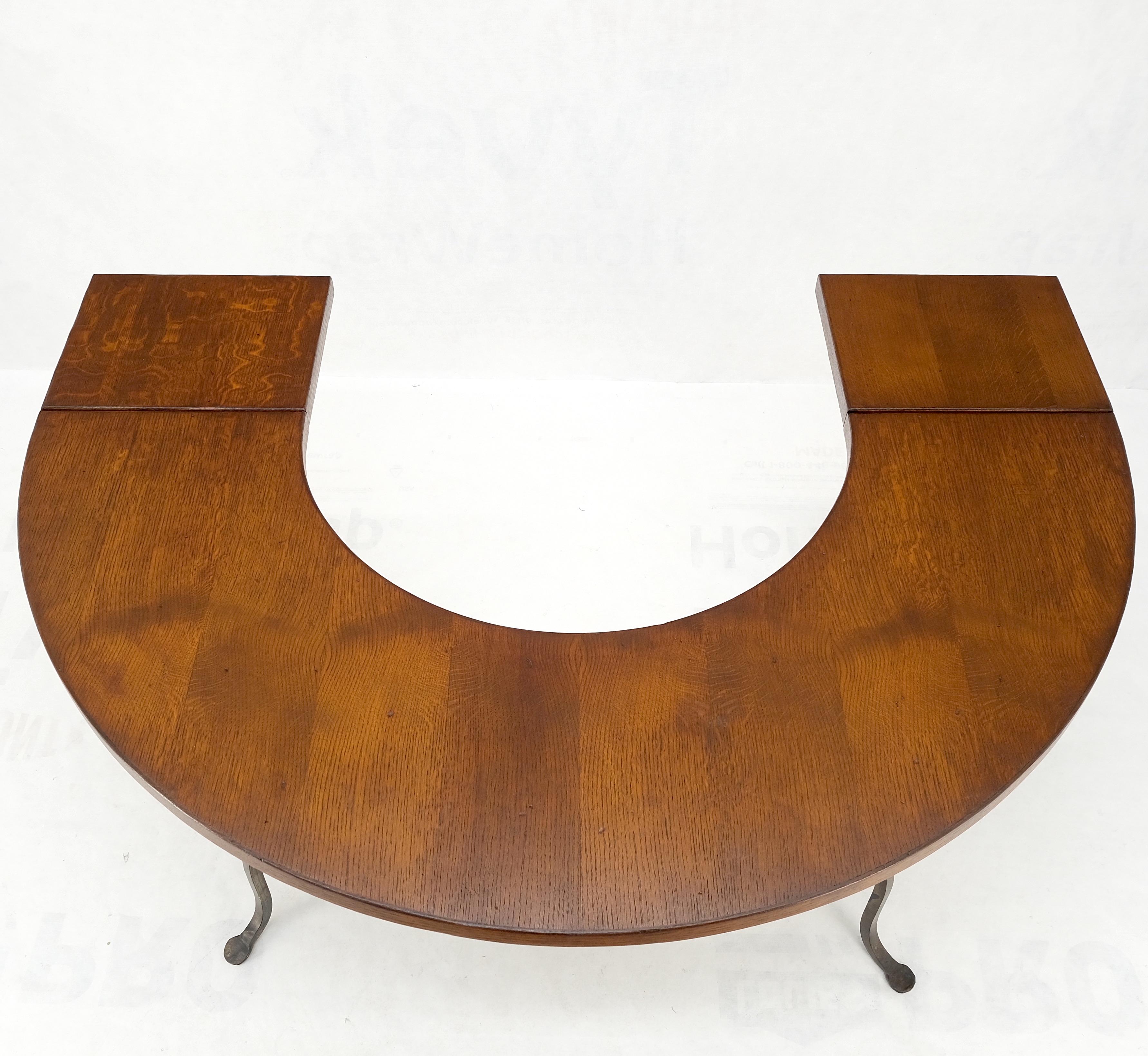 Half Round Horse Shoe Shape Drop Leaf Ends Serving Writing Library Gallery Table For Sale 3
