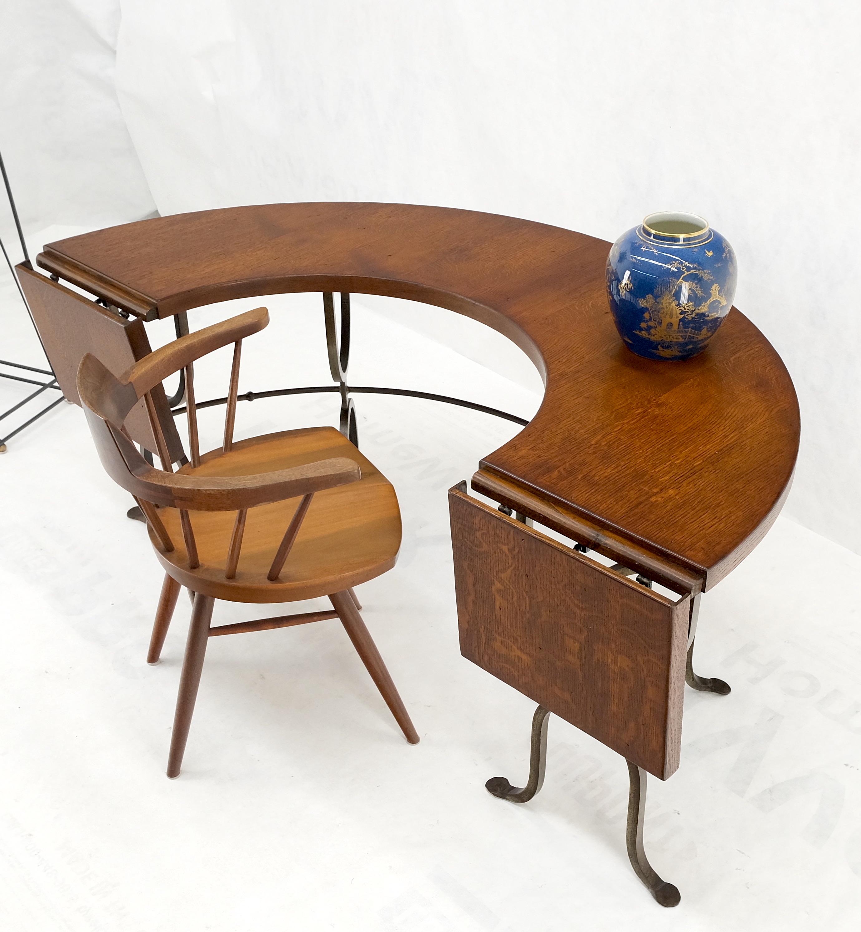 Colonial espagnol Table demi ronde en forme de fer à cheval Drop Leaf Ends Serving Writing Library Gallery Table en vente