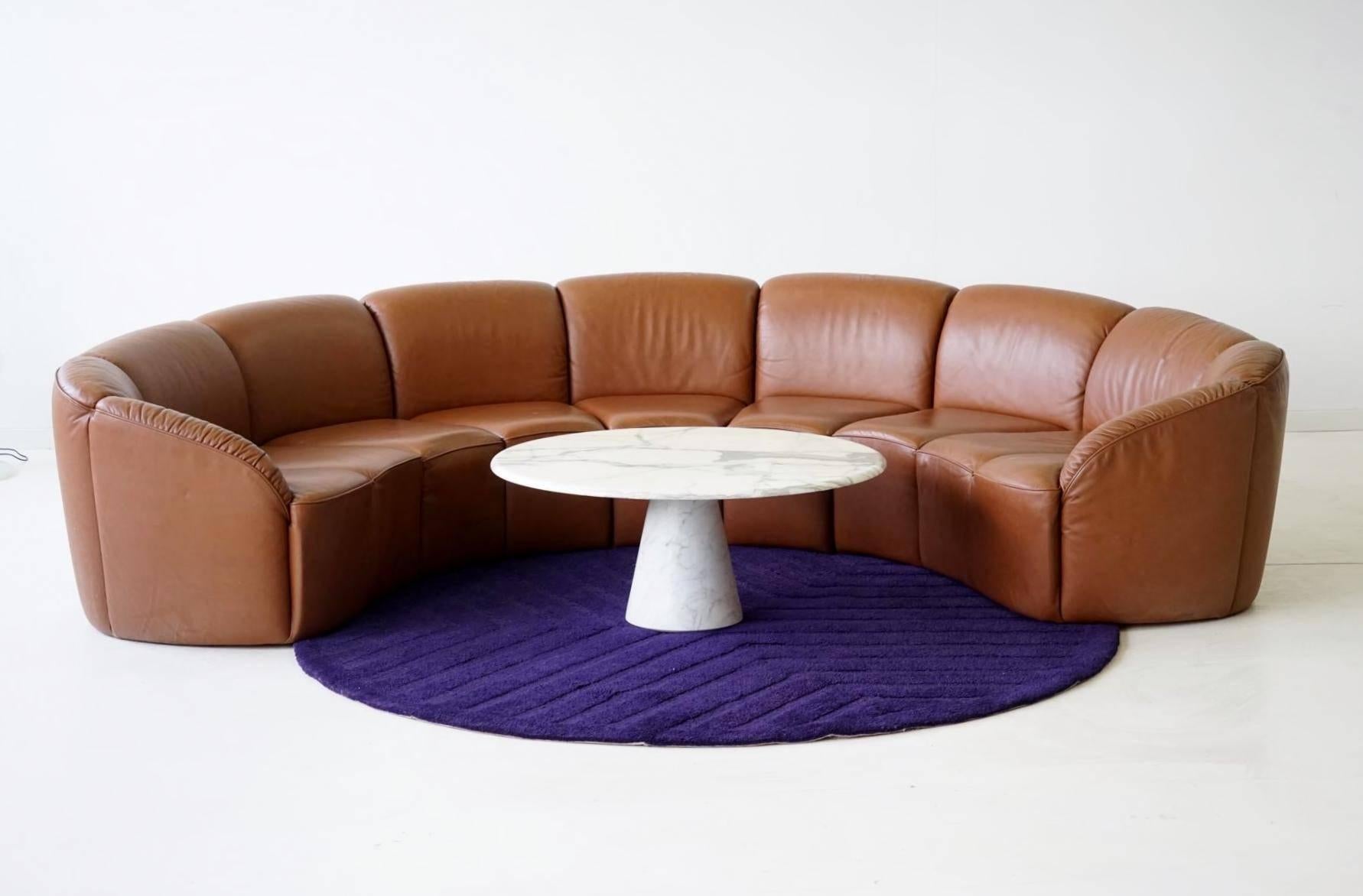 round leather couch