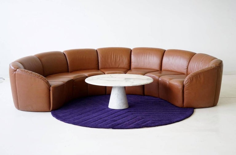 Half Round Leather Lounge Sofa by Walter Knoll, 1960s at 1stDibs