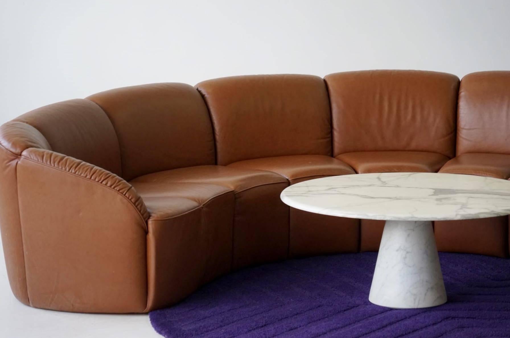 round leather sofa