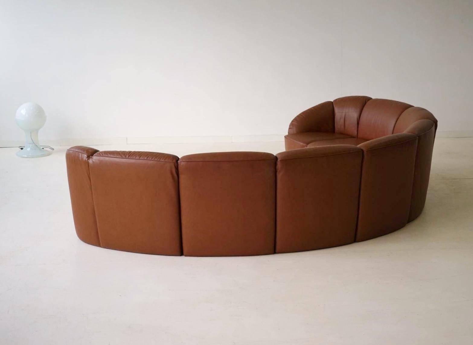 Mid-20th Century Half Round Leather Lounge Sofa by Walter Knoll, 1960s