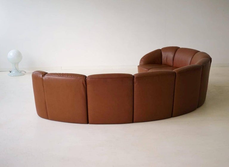 Half Round Leather Lounge Sofa by Walter Knoll, 1960s at 1stDibs